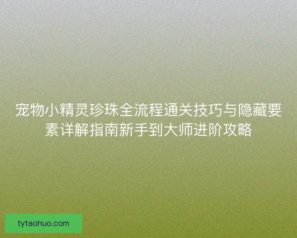 宠物小精灵珍珠全流程通关技巧与隐藏要素详解指南新手到大师进阶攻略